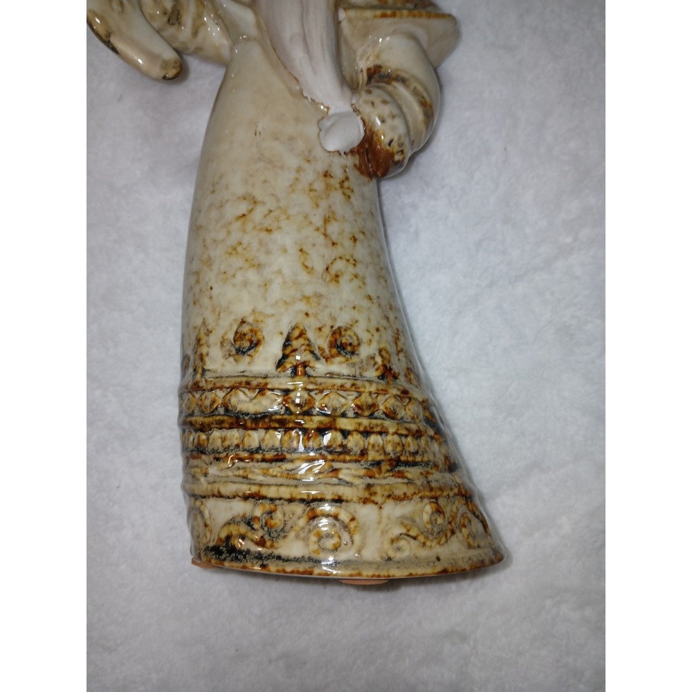 Vintage Ceramic Christmas‎ Santa Figurine - Rustic Marbled Holding Stocking 12" - Picture 5 of 9